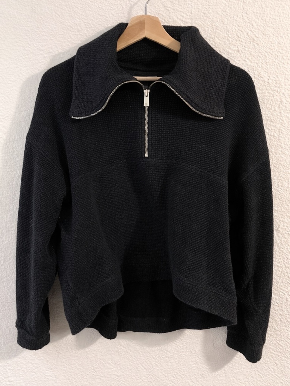 Sweaty Betty Restful Boucle Sweatshirt Fleece Half Zip Pullover Black Lounge S - Picture 5 of 10